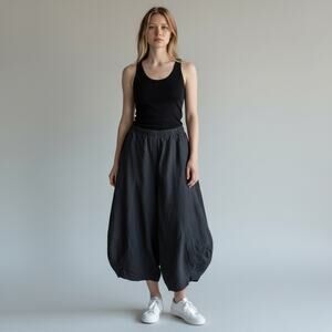 Dress To Kill Washed Black Cotton Lagenlook Balloon Pants Size 2 Pull-on Style